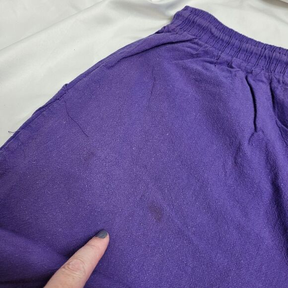 VINTAGE 90s purple baggy pull‎ on drawstring wide leg bermuda shorts M - Picture 7 of 11
